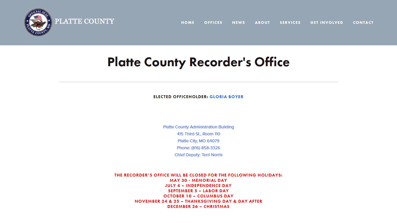 Recorder — Platte County