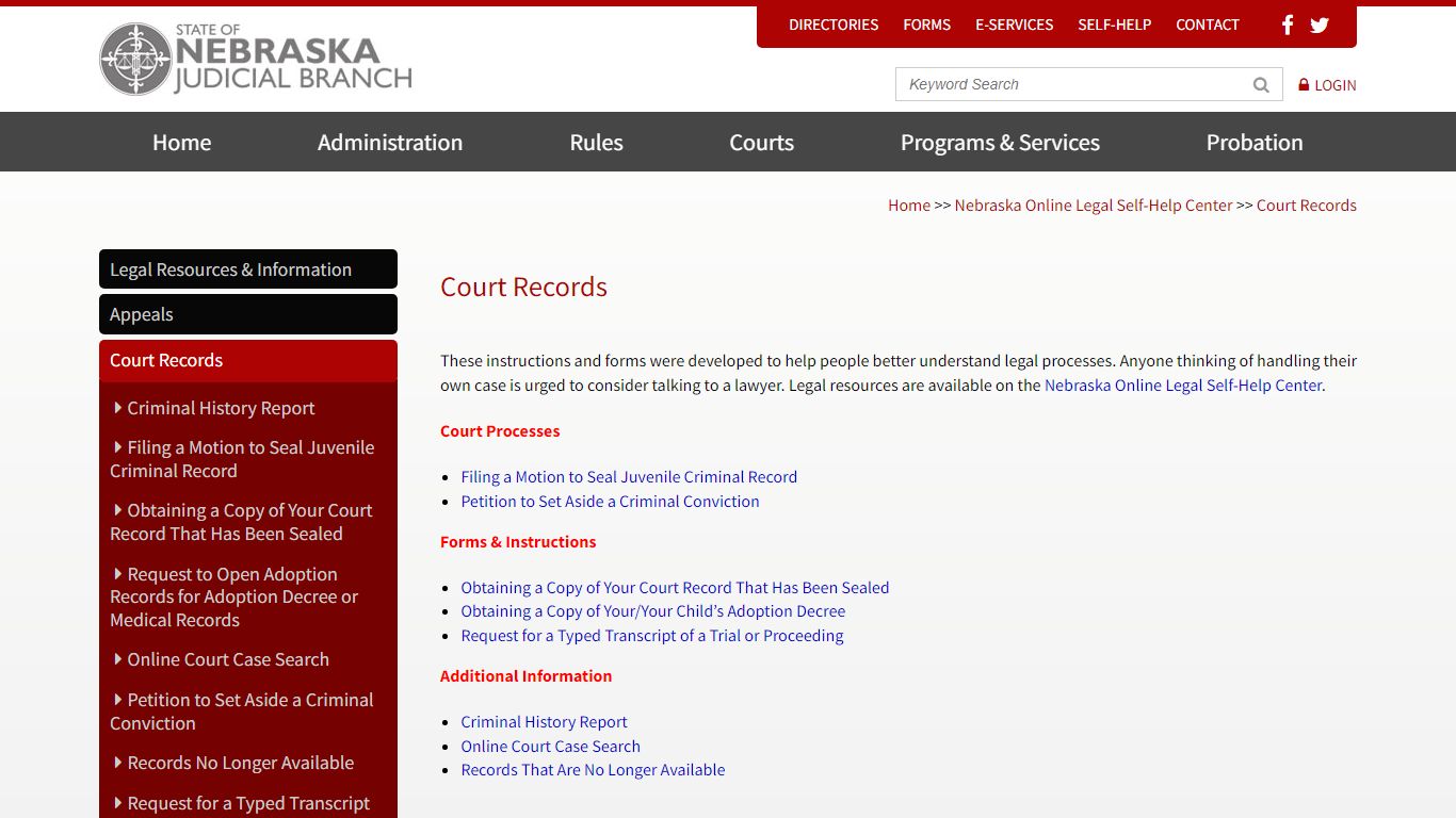 Court Records | Nebraska Judicial Branch